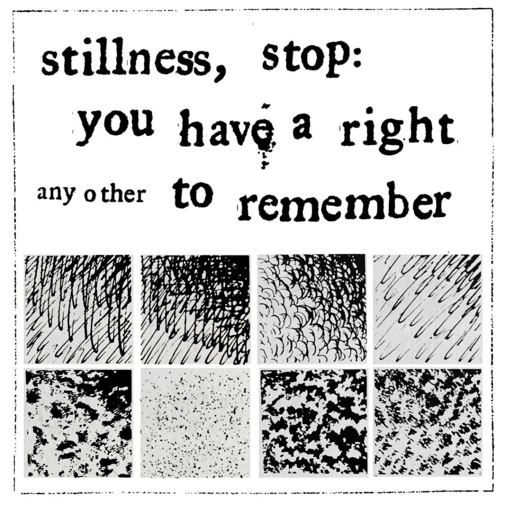 Any Other – stillness, stop: you have a right to remember